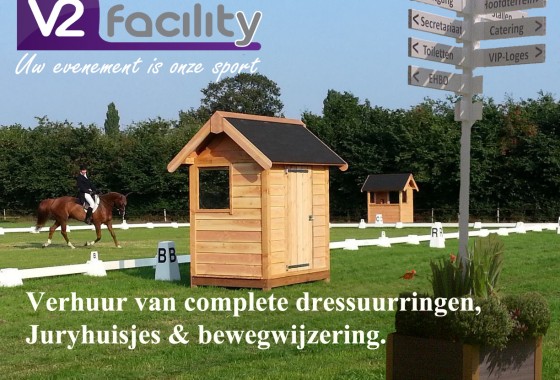 Verhuur van complete dressuur-ringen, Juryhuisjes & bewegwijzering.